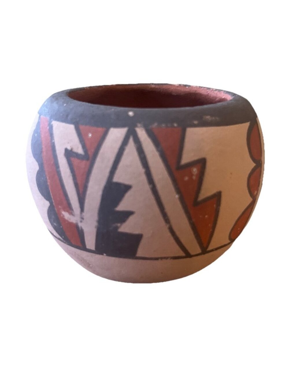 Jemez Pueblo Vase signed by C.T.  Southwestern Pottery Vase /Jar Vessel 2.5”